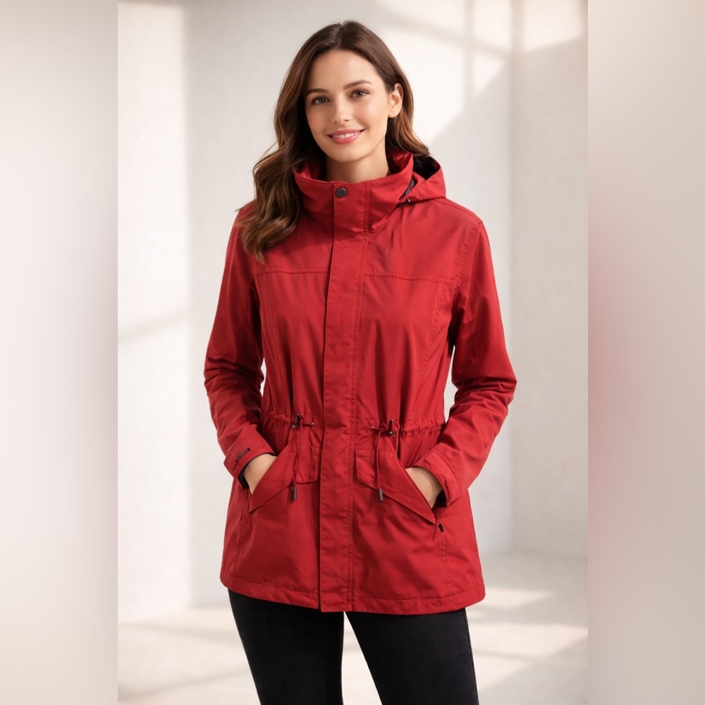 Eddie Bauer Rain Jacket Gore-Tex Parka Hood Coat Waterproof lightweight Med TALL